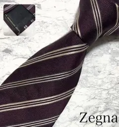 Ermenegildo Zegna ネクタイ レジメンタル バーガンディのサムネイル