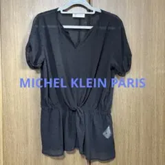 MICHEL KLEIN PARIS シアーブラウス 黒　ドット柄 38のサムネイル