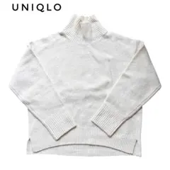 UNIQLO スフレヤーン ハイネックセーター M アイボリー ウール混
