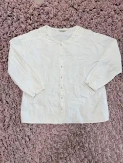 SamansaMos2 ブラウス 生成り　レース襟　長袖　混麻のサムネイル