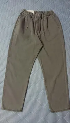 GU 綿100% デニム キャロットパンツ ウエストゴム ワイド グレーのサムネイル