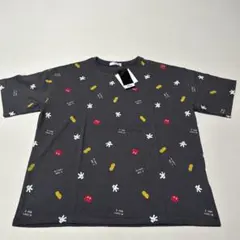 新品　Mickey Mouse 総柄　半袖Tシャツ　チャコールグレー　Mサイズのサムネイル