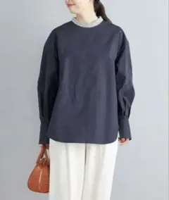 machatt  マチャット　ヨークボリュームブラウス　ネイビー ユーズド MACHATT マチャット ヨークボリュームブラウス ネイビー