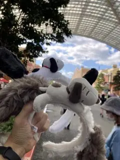 【USJ】カチューシャ スヌーピー 黒/グレーペアセット