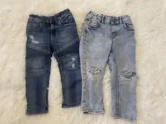 ダメージ加工デニムパンツ2点セット