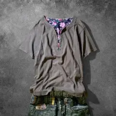 archive 花柄 henleyneck tee グレー Y2K