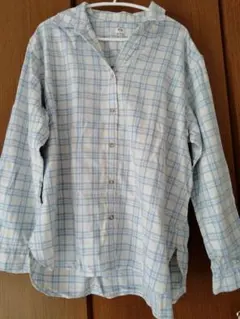 UNIQLO チェック柄長袖シャツ ライトブルー XL