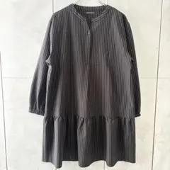 GOLD JAPAN ストライプ チュニック ワンピース 長袖 ブラック3L