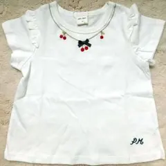 【新品】プティマイン petit main ベビー半袖Tシャツ 白 女の子 90のサムネイル