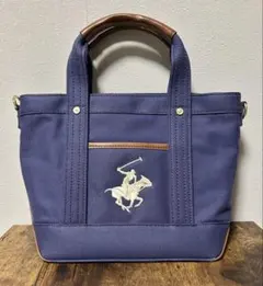 美品★ BEVERLY HILLS POLO CLUB ハンドバッグ ネイビー
