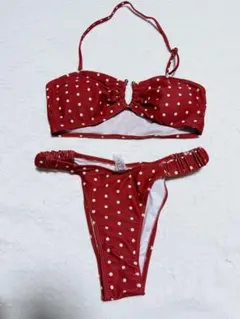 赤 水玉模様 セパレート水着 S