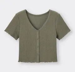 GU テクスチャークロップドカーディガン オリーブ　Mサイズ　新品