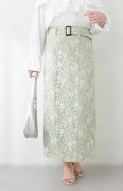 natural couture ベルト付きラメナロースカート