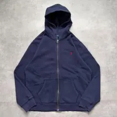 ポロバイ ラルフローレン ジップパーカー 古着 ポニー刺繍 XL 紺 19599