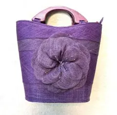 紫の花装飾付き 和装用バッグ