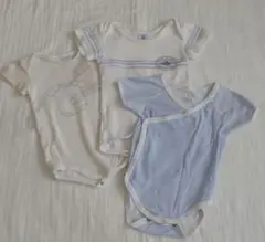 ＊*プチバトー ロンパース 肌着12m/74cm＆ 肌着6m/67cm 3枚＊*