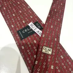セリーヌ CELINE ネクタイ トリオンフ バーガンディ レッド 総柄
