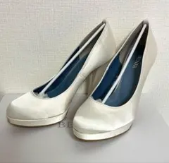 【美品】BENIR ウェディングシューズ 白 サテン 36 11cmヒール