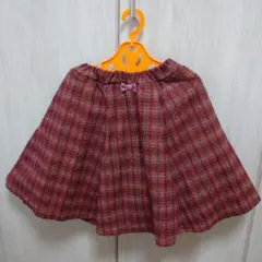 エニィファム 赤系チェック柄フレアスカート