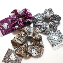 新品タグ付き　ハローキティー　シュシュ　3個セット　ヒョウ柄