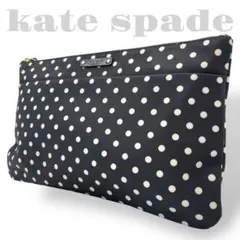 未使用級　ケイトスペード　クラッチバッグ　セカンドバッグ　ナイロン　水玉　黒