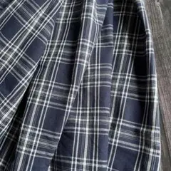 ラスト❣️コットン先染めチェック生地 白紺色 幅150×120cm