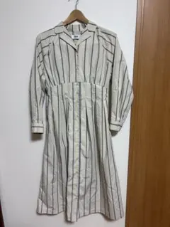 ストライプ柄 長袖 シャツワンピース S