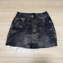 ダメージ加工 デニムミニスカート