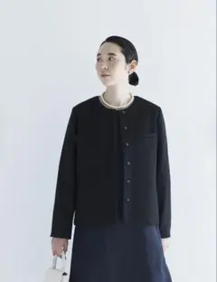 MTPom様専用】ANAYI ハードオーガンジーノーカラーブルゾン ネイビー