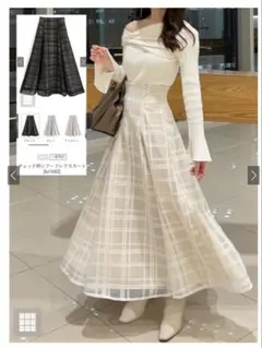 GRLチェック柄シアーフレアスカート［tu1082］