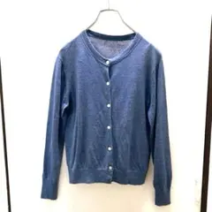 無印良品 MUJI ヘンプ100% クルーネック カーディガン ブルー サイズMのサムネイル