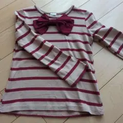 Bee des Bee ボーダーリボン長袖カットソー 120cm