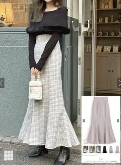 ラメチェックツイードマーメイドスカート［dk 1080］