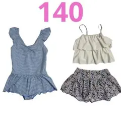 女の子用ストライプワンピース水着