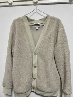 COS ベージュ フリース カーディガン Vネック ボタン付き