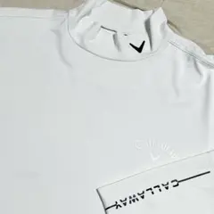 キャロウェイ　ゴルフ　長袖モックネックシャツ　ストレッチ　美品　L ホワイト