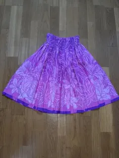 フラダンス用スカート 紫とピンク花柄
