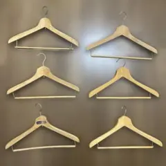 昭和レトロ 木製衣類ハンガー 6本セット