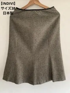 【INDIVI】グレー系フレアスカート サイズ38 WORLD日本製