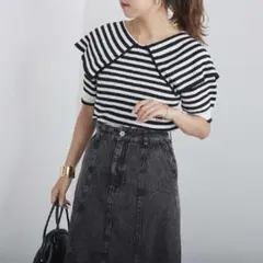 NICE CLAUP BIG衿配色ニット