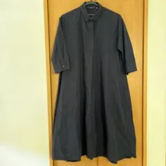 【美品】UNIQLO ユニクロ　Aライン　シャツワンピース　ネイビー　M
