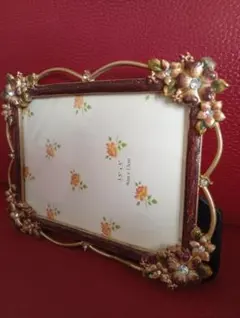 レトロ 可愛らしい花の装飾付きフォトフレーム エレガント
