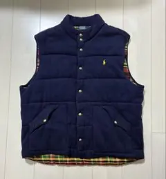 希少 Polo by Ralph Lauren ネイビー ダウンベスト チェック