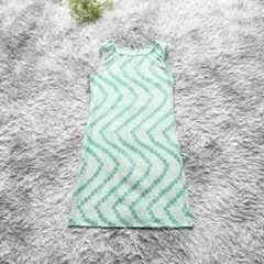 Vert Dense【M】グリーン 刺繍柄地 ノースリーブ ワンピース 綿混のサムネイル
