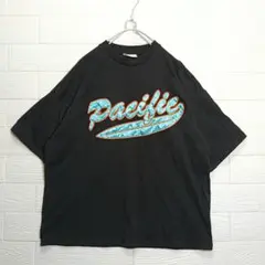 【美品】スピンズ ビッグシルエット Tシャツ フリーサイズ 黒 パシフィック刺繍のサムネイル