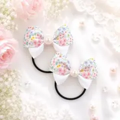 ハンドメイド　キッズリボンヘアゴム2個