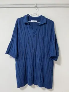 メンズ　ケーブルニット ポロシャツ Mサイズ