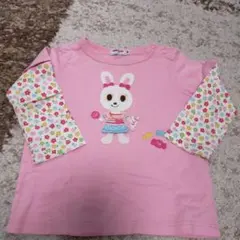 ミキハウス　ピンク ウサギ刺繍 長袖カットソー 80cm