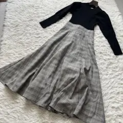 【FRAY I.D】リブニットドッキングロングワンピース　チェック柄