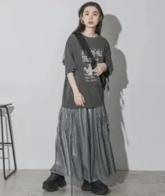 JEANASIS ドロストメタリックスカート シルバーのサムネイル